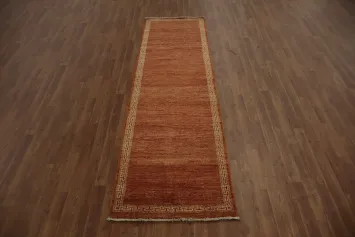 Terracotta Gabbeh Kashkoli Area Rug 6x8 Geometric Border for Hallways