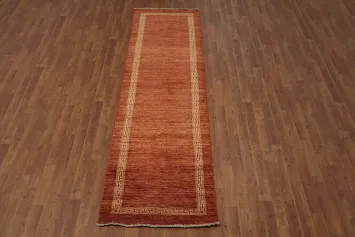 Sleek and Stylish Gabbeh Kashkoli Runner Rug 3x9 with Subtle Pattern