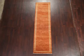 Orange Gabbeh Kashkoli Oriental Runner Rug 3x9