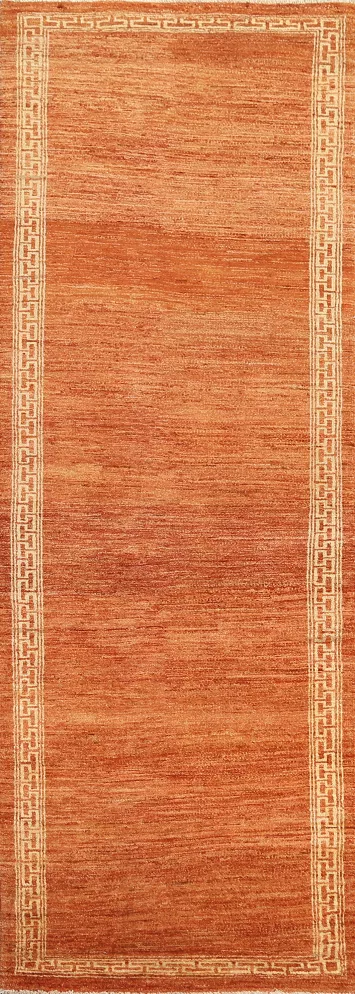 Orange Gabbeh Kashkoli Oriental Runner Rug 3x9