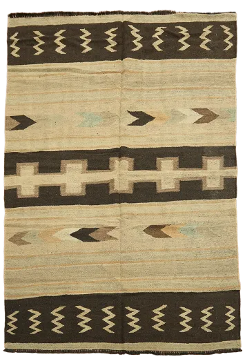 Natural Dye Wool Kilim Oriental Area Rug 6x8