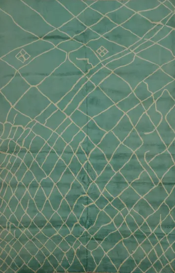Turquoise Moroccan Vegetable Dye Wool Rug 8x10