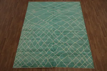 Turquoise Moroccan Vegetable Dye Wool Rug 8x10