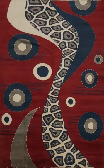 Red Gabbeh Kashkoli Area Rug 7x9 Luxe Modern Interior Accent