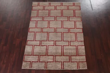 Brown Wool Gabbeh Kashkoli Oriental Area Rug 5x8