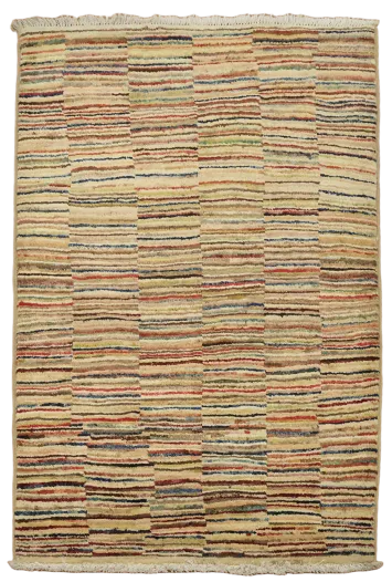 Handwoven Rug with Striking Multicolor Stripe Pattern 3x4