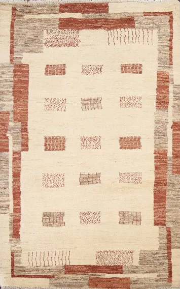 Geometric Gabbeh Kashkoli Oriental Wool Rug 3x5