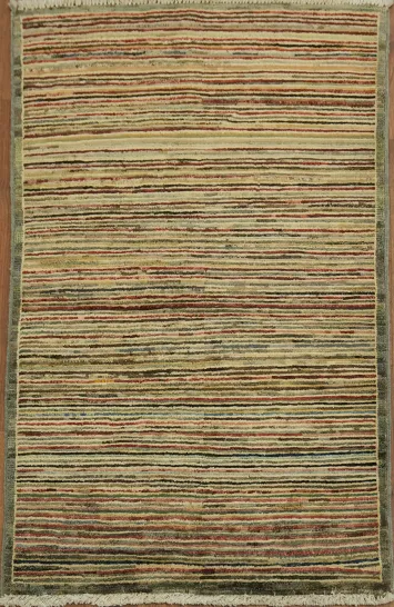 Elegant Multicolored Stripes Gabbeh Rug for a Warm and Elegant Foyer 3x4