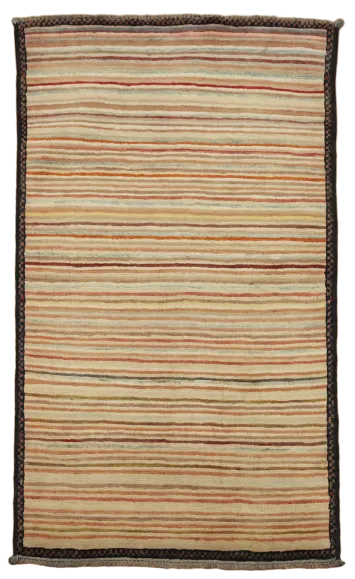 Handwoven Rug with Subtle Multi-colored Stripes Earthy Tones 3x4