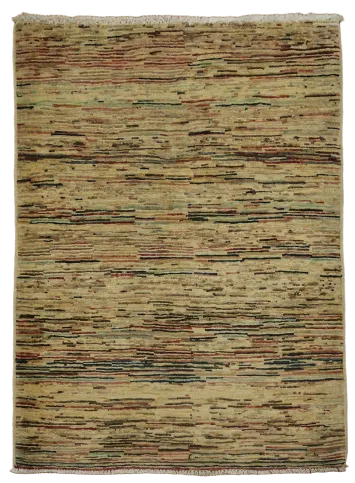 Rustic Charm: Multicolor Stripes Wool Rug Accent Piece 3x4