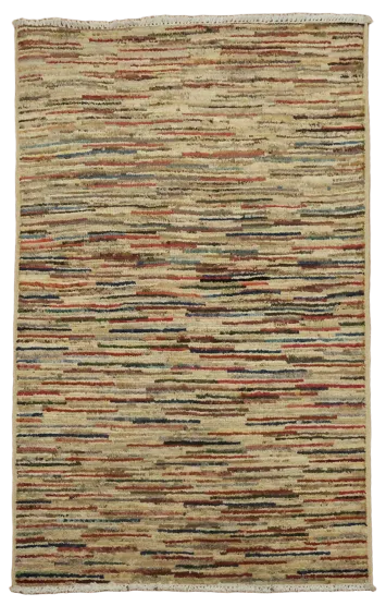 Modern Multicolor Stripes Blend Texture Accent Rug 3'x4'