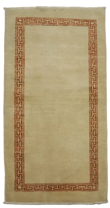 Elegant Neutral Rug with Geometric Border for Modern Interiors Runner 2x5