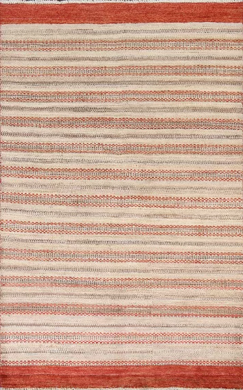 Striped Wool Gabbeh Kashkoli Oriental Area Rug 4x6