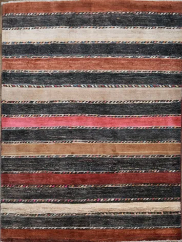 Striped Gabbeh Kashkoli Oriental Wool Rug 5x6