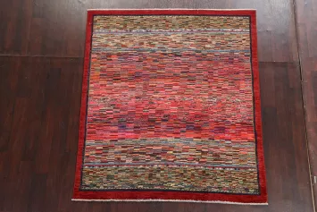 Handmade Gabbeh Kashkoli Oriental Wool Rug 5x6