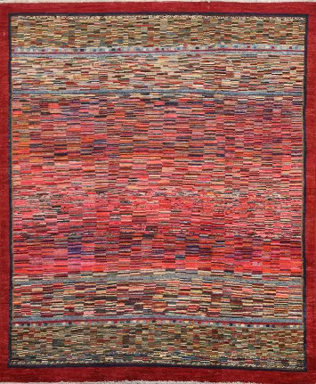 Handmade Gabbeh Kashkoli Oriental Wool Rug 5x6