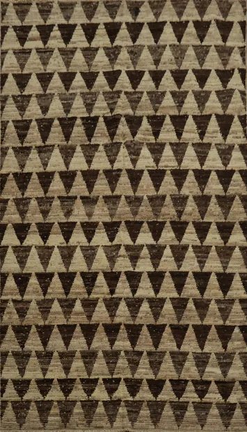 Chic Kashkoli Area Rug 6x10 Brown and Beige Triangle Design Accent