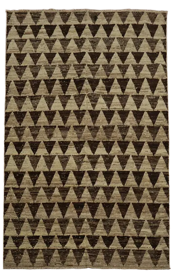 Chic Kashkoli Area Rug 6x10 Brown and Beige Triangle Design Accent