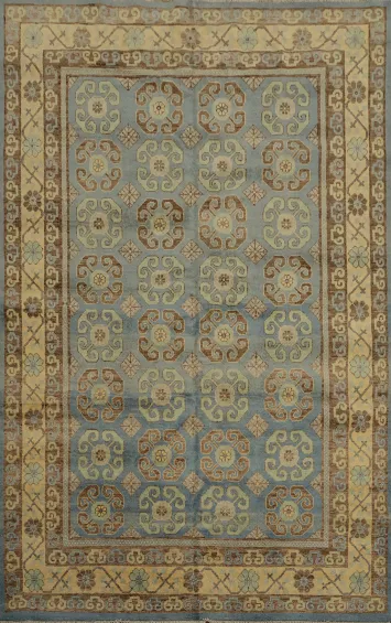 Elegant Khotan Vegetable Dye Area Rug 6x9 with Traditional Patterns
