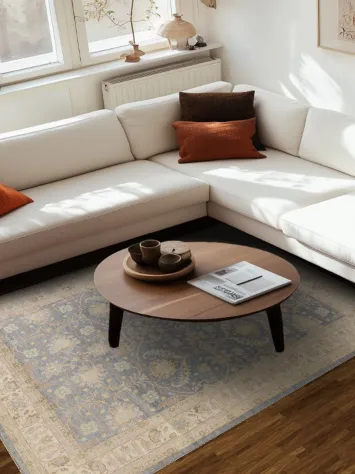 Vegetable Dye Oushak Oriental Hand-Knotted Rug 6x8