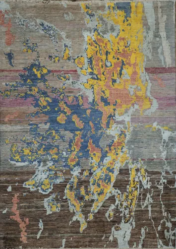 Vegetable Dye Abstract Oriental Area Rug 7x9