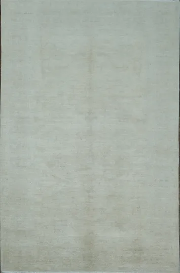 Soft Beige Minimal Pattern Oushak Turkish Area Rug 7x10