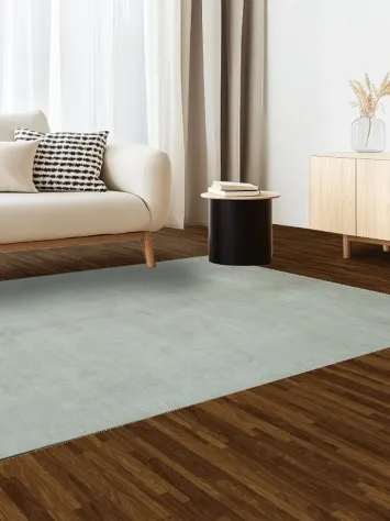 Soft Beige Minimal Pattern Oushak Turkish Area Rug 7x10