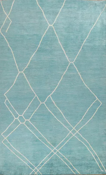 Turquoise Wool Moroccan Vegetable Dye Oriental Rug 6x10