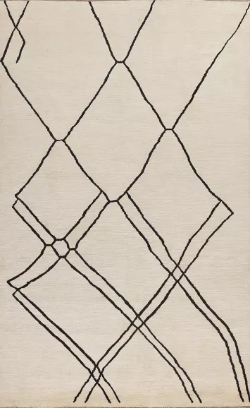 Vegetable Dye Wool Moroccan Oriental Area Rug 6x10