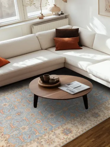 Vegetable Dye Blue Ziegler Oriental Wool Rug 7x10