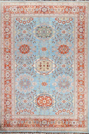 Vegetable Dye Light Blue Super Kazak Oriental Rug 6x9