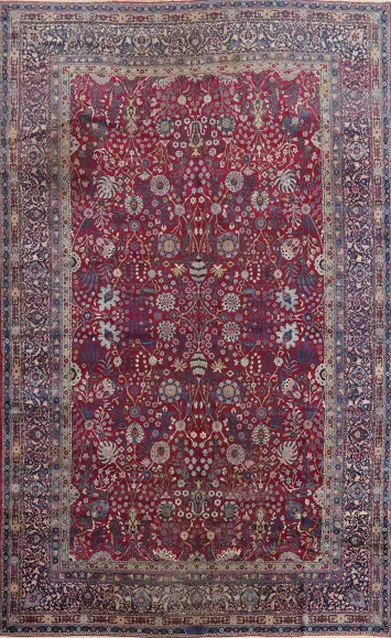 Antique Vegetable Dye Kerman Lavar Persian Rug 10x15