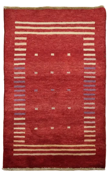 Contemporary Elegance: Red Rug with Simple Stripes 3x4