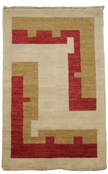 Warm Earth-Tone Rug Featuring Geometric Block Patterns 3x4