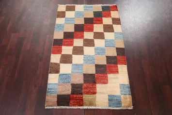 Checkered Gabbeh Kashkoli Oriental Handmade Rug 3x4