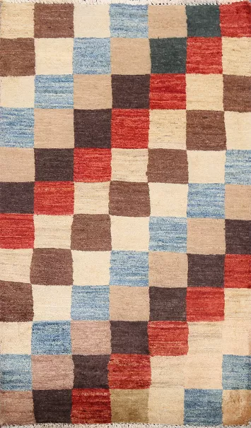 Checkered Gabbeh Kashkoli Oriental Handmade Rug 3x4