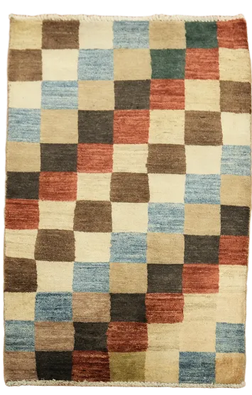 Checkered Gabbeh Kashkoli Oriental Handmade Rug 3x4
