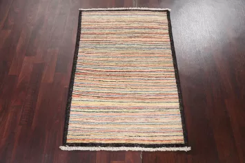 Contemporary Gabbeh Kashkoli Oriental Wool Rug 3x4