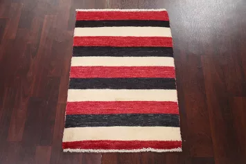 Hand-Knotted Gabbeh Kashkoli Oriental Wool Rug 2x3