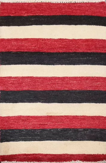 Hand-Knotted Gabbeh Kashkoli Oriental Wool Rug 2x3