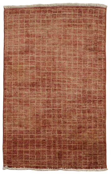 Premium Quality Red and Beige Checkered Design Gabbeh Rug 3'x4'
