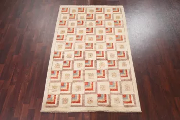 Contemporary Gabbeh Kashkoli Oriental Area Rug 4x7