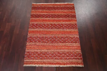 Striped Gabbeh Kashkoli Handmade Area Rug 3x4