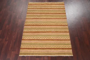 Handmade Gabbeh Kashkoli Oriental Wool Rug 4x6