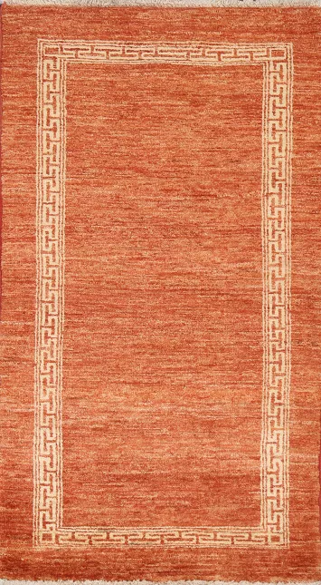 Orange Gabbeh Kashkoli Oriental Runner Rug 2x5