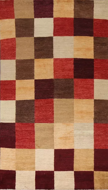 Checkered Gabbeh Kashkoli Oriental Area Rug 5x9