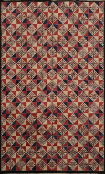 Enhance Spaces with Diamond Kazak Vegetable Dye Area Rug 6x10