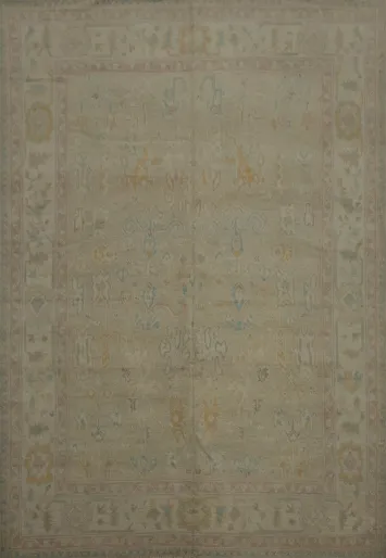 Neutral Oushak Vegetable Dye Area Rug 8x10 Soft and Inviting Space