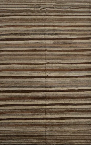 Versatile Espresso Stripes Gabbeh Kashkoli Modern Area Rug 7x10