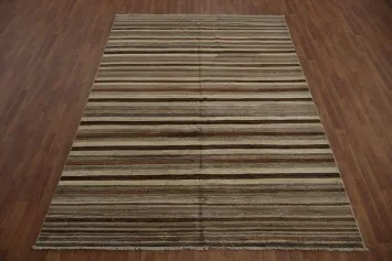 Versatile Espresso Stripes Gabbeh Kashkoli Modern Area Rug 7x10
